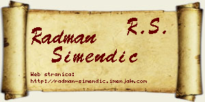Radman Simendić vizit kartica